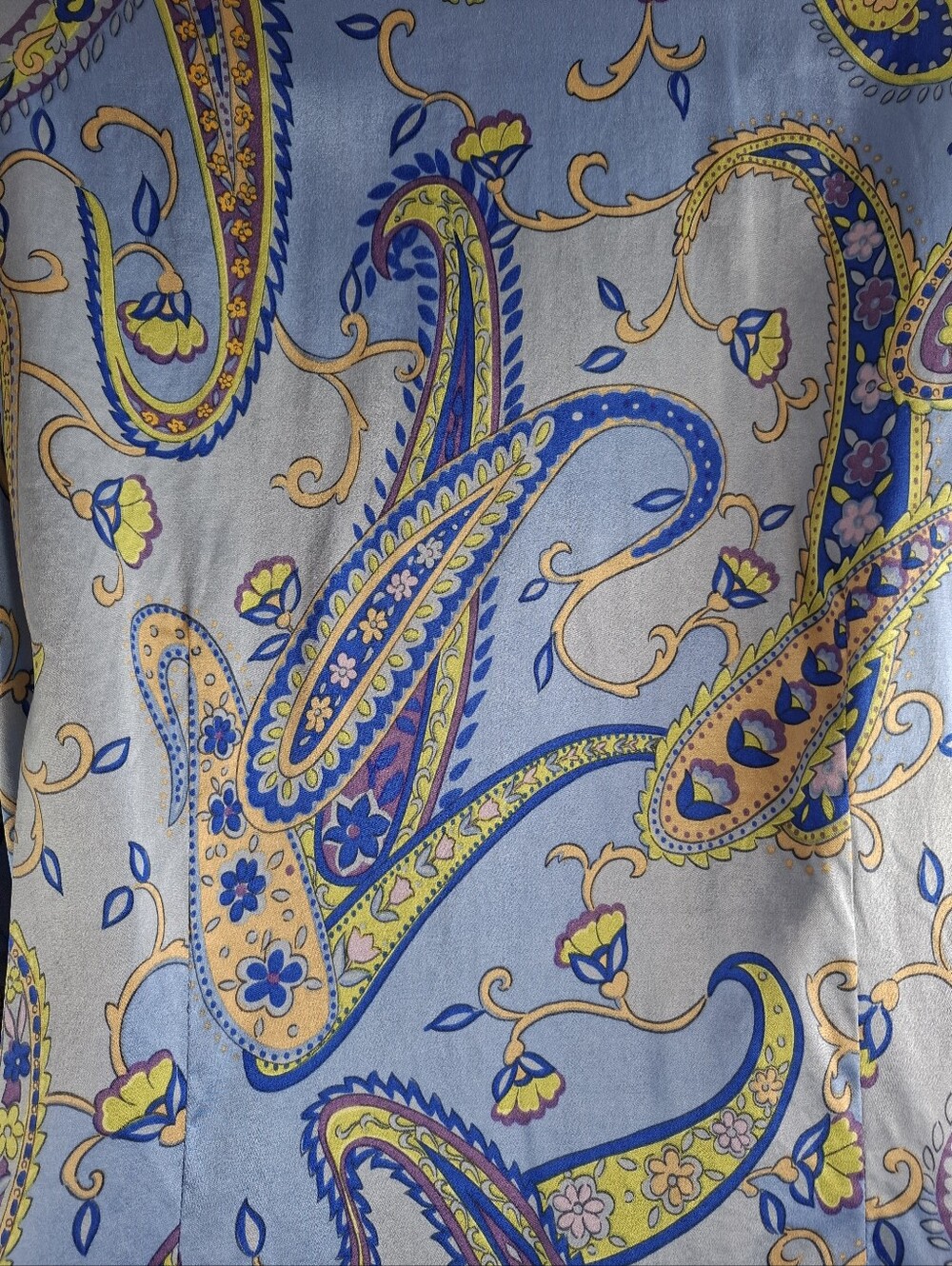 Vintage Talbots Silk spandex Blue Paisley Button Down Blouse Size 14 - Picture 8 of 8